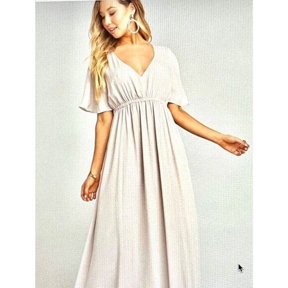 Show Me Your MuMu Emily Empire Maxi Dress Show Me the Ring Crisp Size XS NEW C8 - Picture 5 of 5